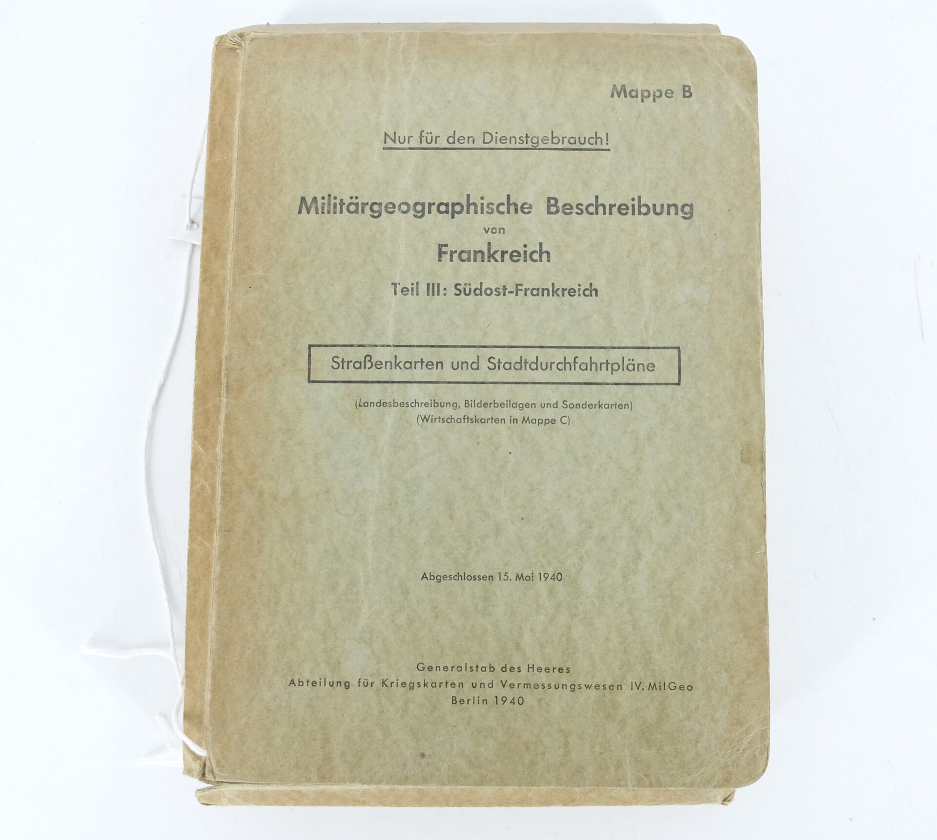 Pochette cartonnée & cartes militaires - Mappe B - 1940