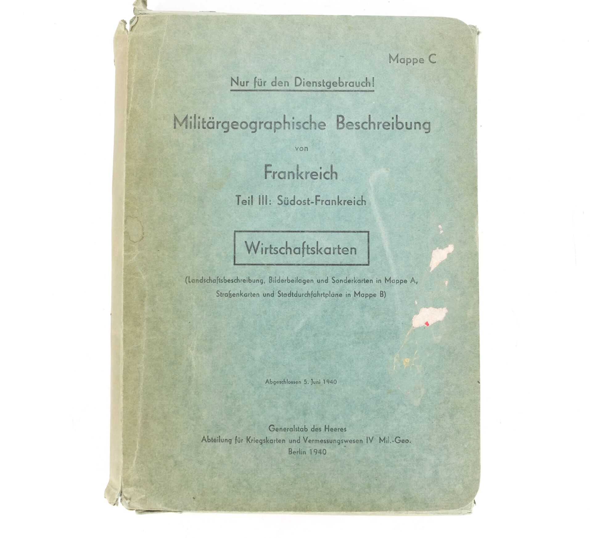 Pochette cartonnée & cartes militaires - Mappe C - 1940