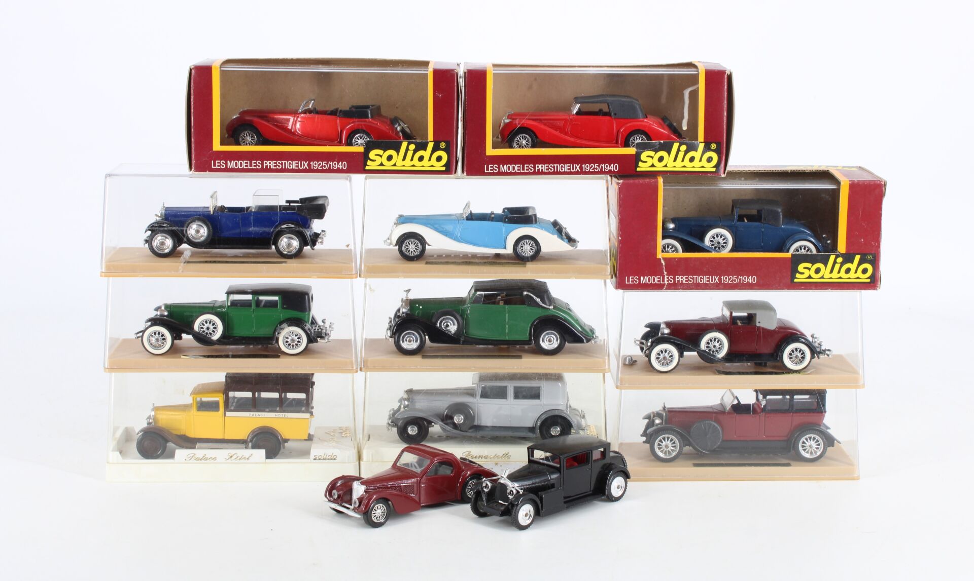 Lot de 13 véhicules miniatures 1920/1940 - Rolls Royce, Delahaye, Cord L29...