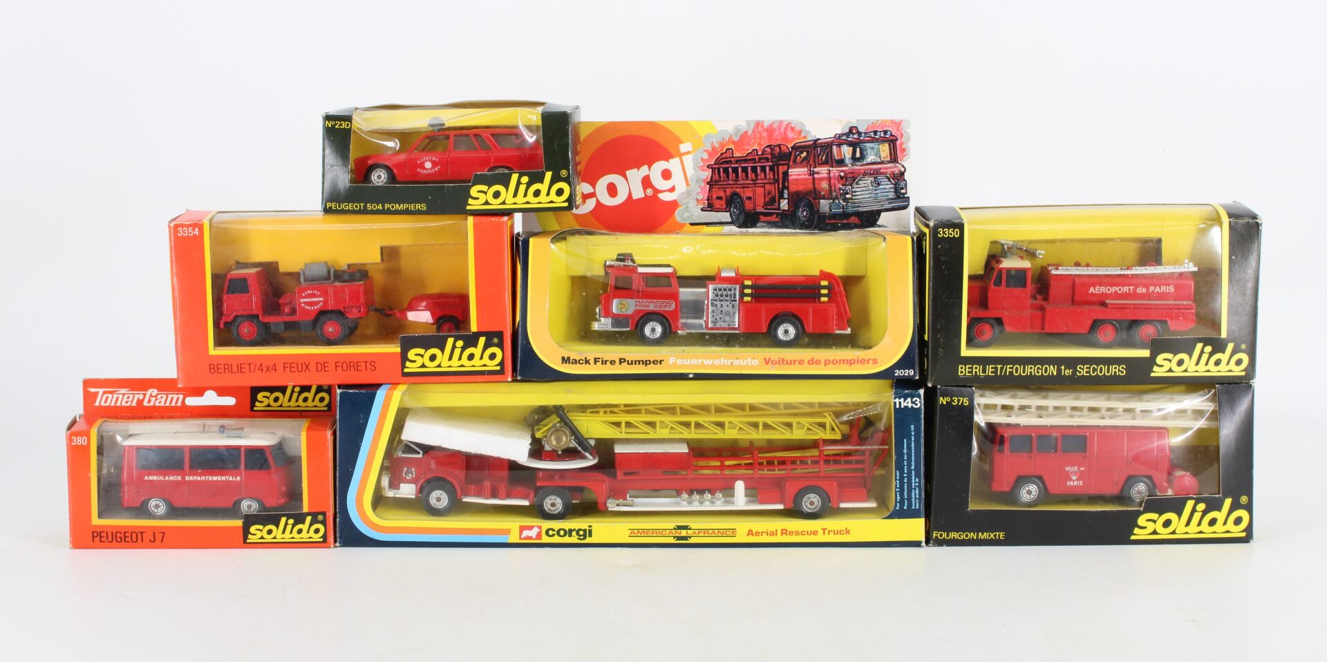 Lot de 7 véhicules miniatures - Sapeurs Pompiers